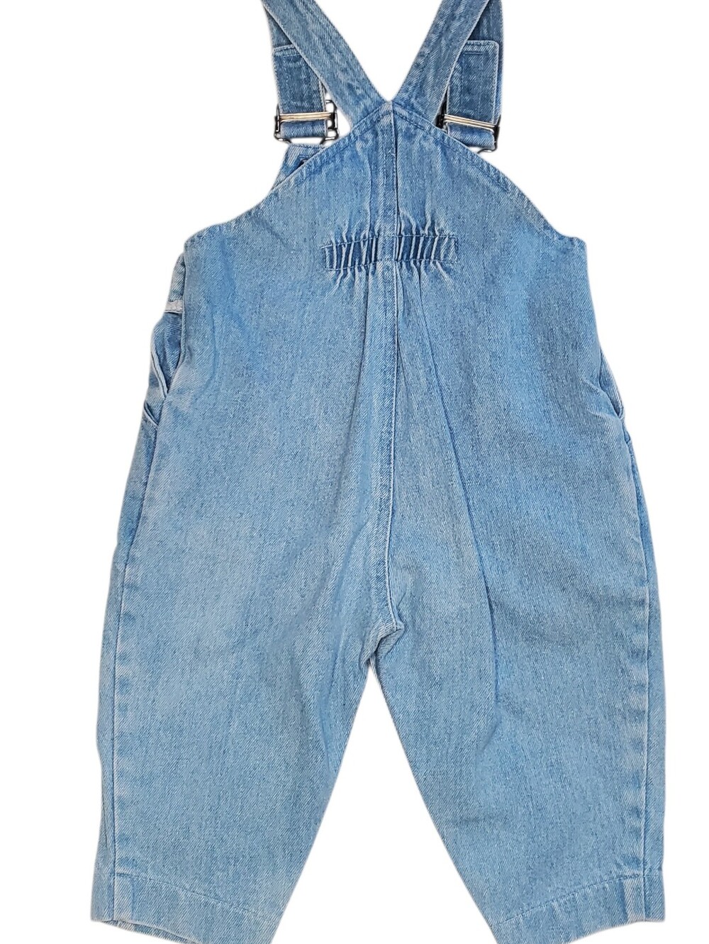 Vintage Mine Alone Light Wash Denim Dinosaur Overalls Size 6/9M Snap Crotch - Picture 2 of 4